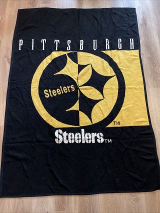 Vintage Biederlack Pittsburgh Steelers Blanket Throw Wall Hanging 72” X 51”