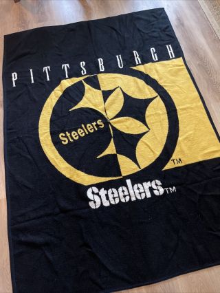 Vintage Biederlack Pittsburgh Steelers Blanket Throw Wall Hanging 72” x 51” 3
