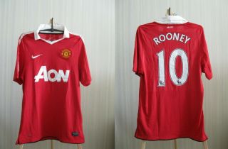 5,  /5 Manchester United 10 Rooney 2010/2011 Home Sz S Nike Shirt Jersey Maillot