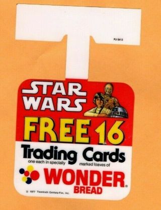 1977 Star Wars Wonder Bread Store Display Trading Cards Shelf Tab Hanger Plastic