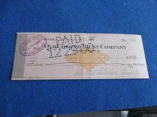 1900 Old Colony Trust Co.  Bankcheck,  Boston On Revenue Paper