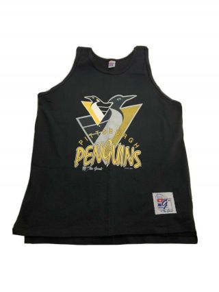 Rare Vintage Pittsburgh Penguins Tank Top Shirt Large 1990s The Game Nhl Jagr