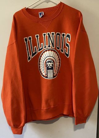 Vintage Ncaa University Of Illinois Fighting Illini Crewneck Sweatshirt Xxl