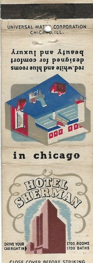 Hotel Sherman,  Chicago,  Illinois Matchbook