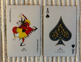 2 Vintage Playing Cards Hallmark Flower Arrangement Joker & Ace Of Spades