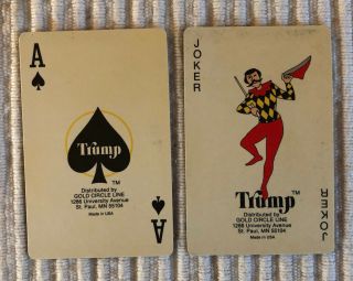 2 Vintage Playing Cards Brown Butterflies Trump Joker & Ace Of Spades