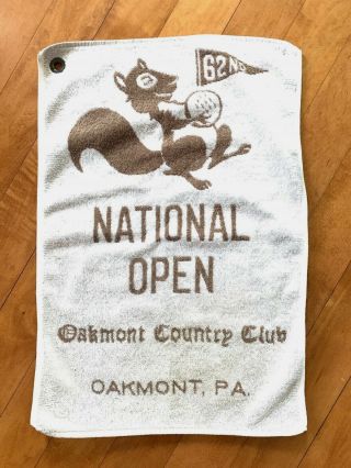Vintage 1962 Us Open Golf Bag Towel Oakmont Cc Pa Nicklaus Palmer