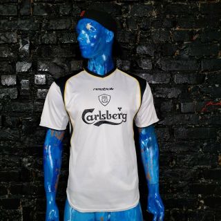 Liverpool Away Football Shirt 2001 - 2003 White Reebok Trikot Mens Size L