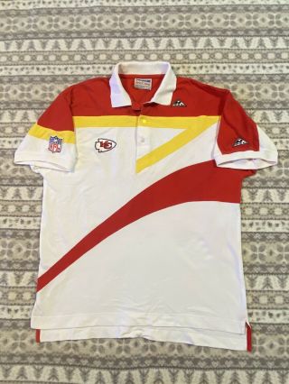 90s Vintage Apex One Pro Line Kansas City Chiefs Color Block Polo Shirt Mens Xl