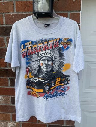 Vtg 90s Nascar 2 Rusty Wallace Miller Racing All Over Print T Shirt