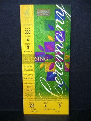 1996 Atlanta Olympic Games Ticket Closing Ceremony - 04 Aug