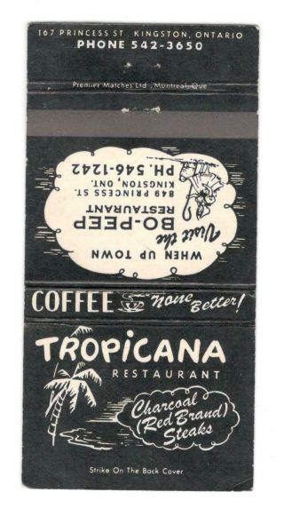 Tropicana Restaurant Kingston Ontario Canada Vintage Matchbook Cover Fm9
