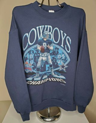 Vintage Salem Dallas Cowboys Troy Aikman Bowl 27 Sweatshirt Men 