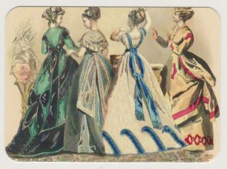 Swap Card Ladies In Crinoline Dresses Modern Horizontal Wide Blank Back X 1