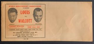 1948 Vintage Envelope Joe Louis Vs Jersey Joe Walcott Boxing Yankee Stadium