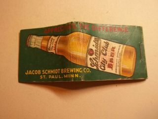 Matchbook Cover Length Schmidts City Club Beer Jacob Brewing St Paul Mn 141