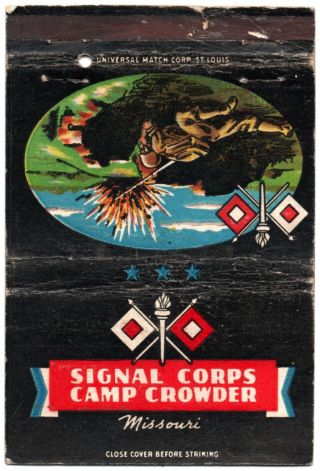 Military Wwii Us Army Signal Corps Camp Crowder Mo 40 Fs Matchbook Cover