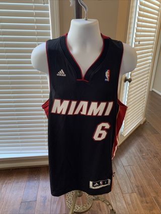 Lebron James Miami Heat 6 Jersey Adidas S Black Basketball Nba Authentic