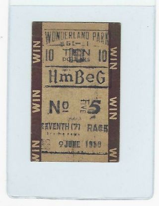 Wonderland Park - Greyhound Racing - 1950 Betting Ticket,  Revere,  Massachusetts