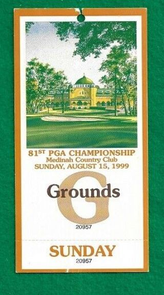 Tiger Woods (won) 1999 Pga Golf Championship Sunday Ticket,  2nd Career Major