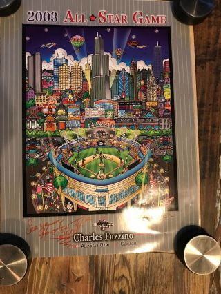 Mlb 2003 All - Star Game Chicago Official Poster Print Signed By Charles Fazzino