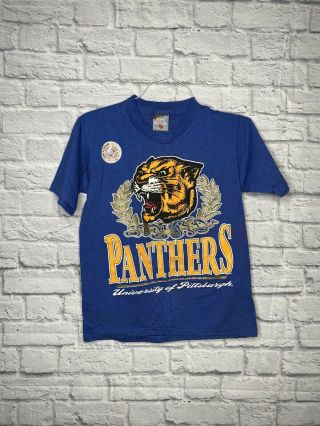 Pitt Panthers Vintage T Shirt 1990s Blue Mens Small University Of Pittsburgh Vtg