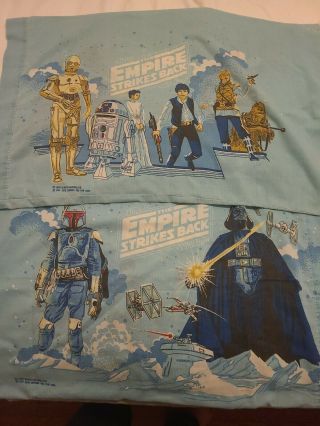 Vintage 1979 Star Wars The Empire Strikes Back Two Double Side Pillow Cases