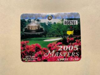 2005 Masters Golf Tournament Series Badge Tiger Woods Win Augusta National