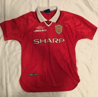 Manchester United Youth Home Shirt 1999 Umbro Size Y 34 Paint Marks