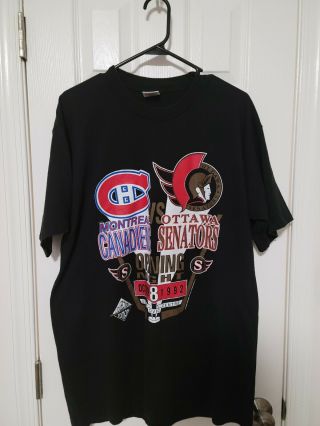 1992 Ottawa Senators Vintage T - Shirt Size Extra Large Xl Black Nhl Single Stitch