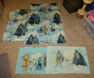 1979 Star Wars Esb 4 Pc Fitted Bed Sheet Flat Sheet & Pillowcases Set Twin Size