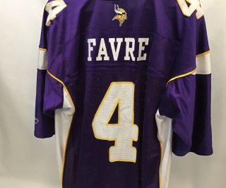 Bret Farve Minnesota Vikings Extra Large Purple Nfl Onfield Reebok Jersey 2xl
