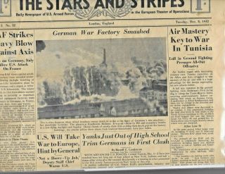 Ww Ii Vintage Newspaper " The Stars & Stripes " Dec 8,  1942,  See Photo