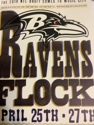 2019 Nfl Draft Poster Baltimore Ravens Flock Nashville Hatch Show Print Poster