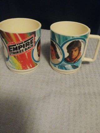 Vintage Star Wars Empire Strikes Back Mugs Deka Plastics 1980 Luke Leia Han