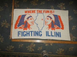 Vintage Univ.  Of Illinois,  Fighting Illini Mascot Decorative Logo Rug,  Floor Mat