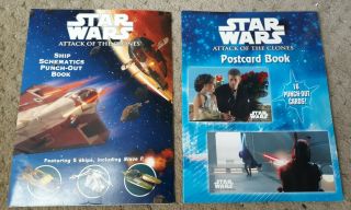 2 Star Wars: Attack Of The Clones Punch - Out Book & Ship Schematics/postcards