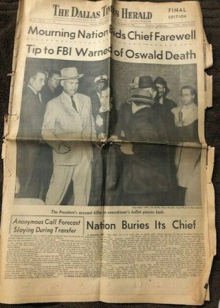 Lee Harvey Oswald Shot - Newspaper - Dallas Times Herald - 11/25/63