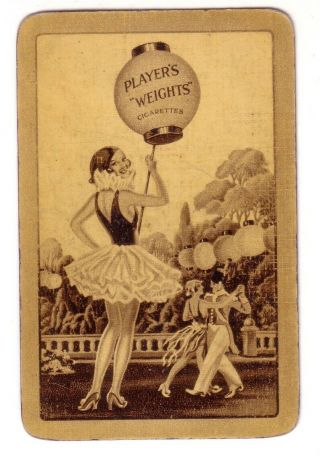 Vintage Players Weights Cigarette Advertising Card = Linen Swap Playing Card