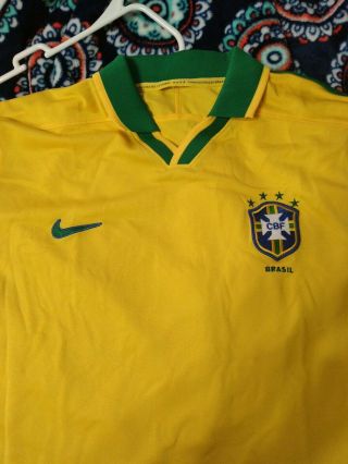2016 Nike Authentic Brazil Soccer Jersey LARGE Yellow Green Brasil Football 2