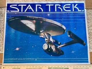 Rare Vintage 1979 Star Trek Tmp 28”x22” Mylar Poster Featuring The Enterprise