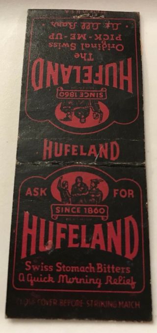 Old Matchbook Cover Hufeland The Swiss Pick Me Up