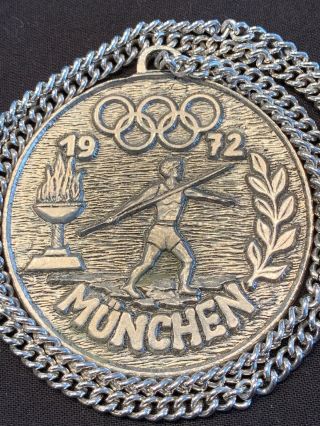 1972 Olympics Medal Munich Munchen Track And Field Javelin Silver Tone Rare