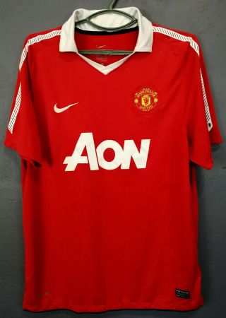Men Nike Fc Manchester United 2010/2011 Home Football Soccer Shirt Jersey Size L