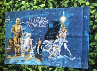 Vintage Star Wars 1977 Pillowcase Luke Skywalker Han Solo R2d2 C3po Bibb Euc Usa