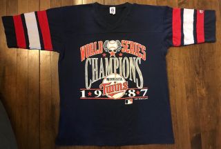 Minnesota Twins 1987 World Series Logo 7 50/50 Half Sleeve Mlb Baseball Shirt Xl