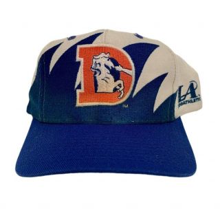 Vintage Denver Broncos Sharktooth Snapback Hat By Logo Athletic Rare 90s Nfl