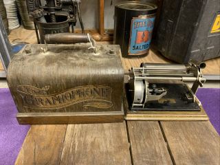 Antique 1901 Columbia American Graphophone Type Q Phonograph W/wood Case