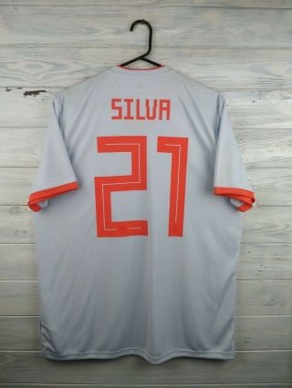 Silva Spain Soccer Jersey Large 2019 Away Shirt Br2697 Football Adidas