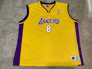 Kobe Bryant Champion 8 Los Angeles Lakers Nba Jersey Yellow 52 2xl